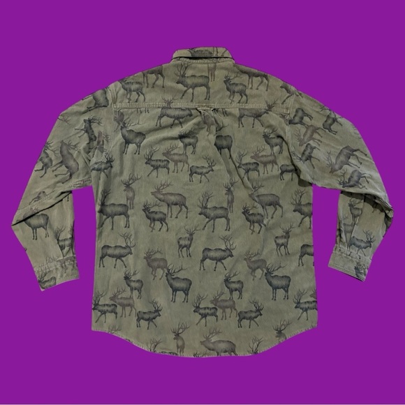 90s Woolrich Deer Print Button Down - Picture 2 of 4